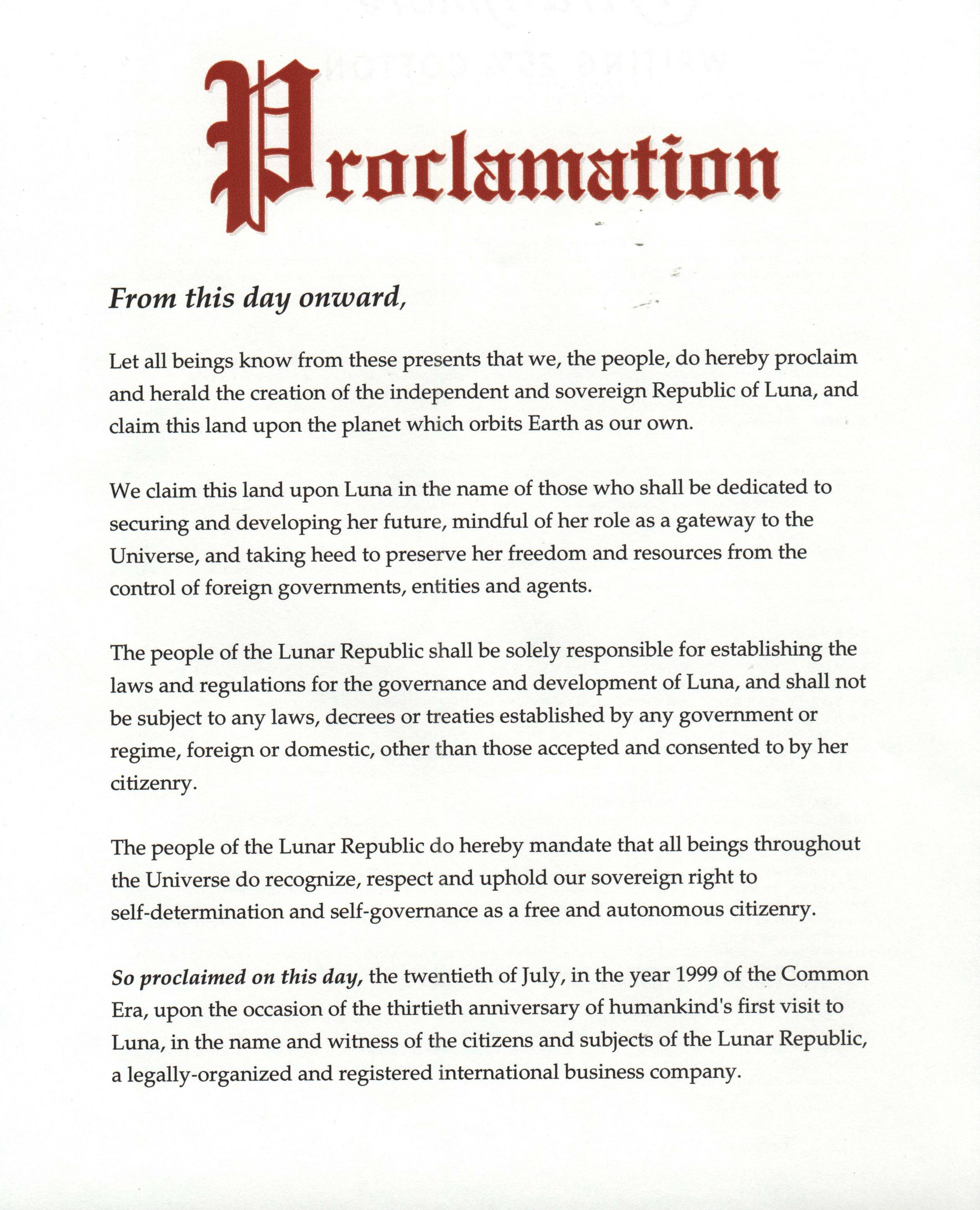 Proclamation